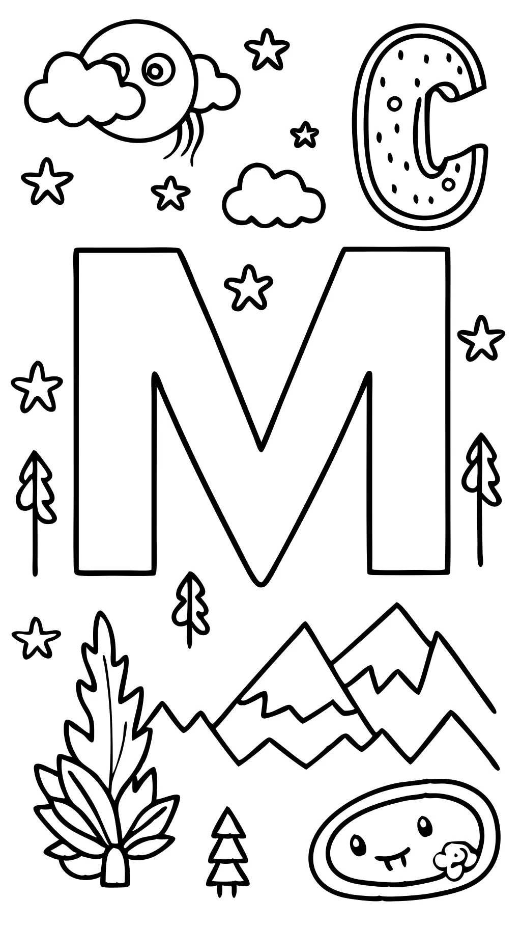 coloring pages of the letter m